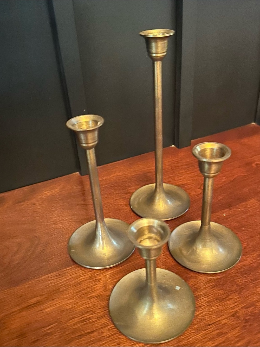 Vintage Brass Candlestick Holders Set of 4 Mid-century Modern